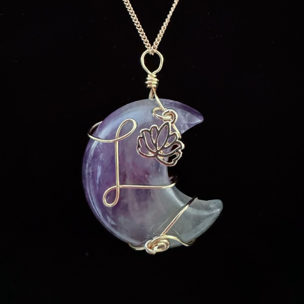 DANILU’S COLLECTION | Handmade Amethyst Moon Wrap Pendant | Natural Gemstone